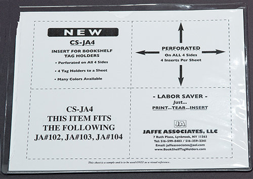 JA-102 Series Cardstock Insert