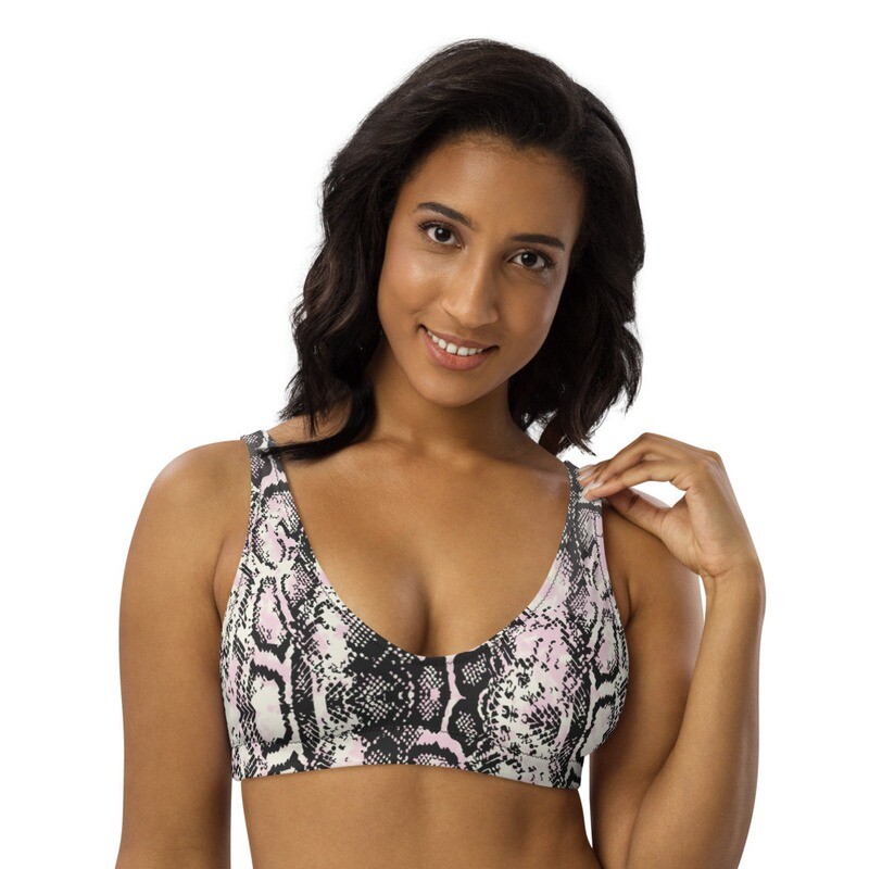 Snake Pink Recyled padded bikini top