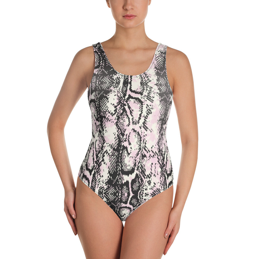 Snake Pink One-Piece Swimsuit, Size: XS