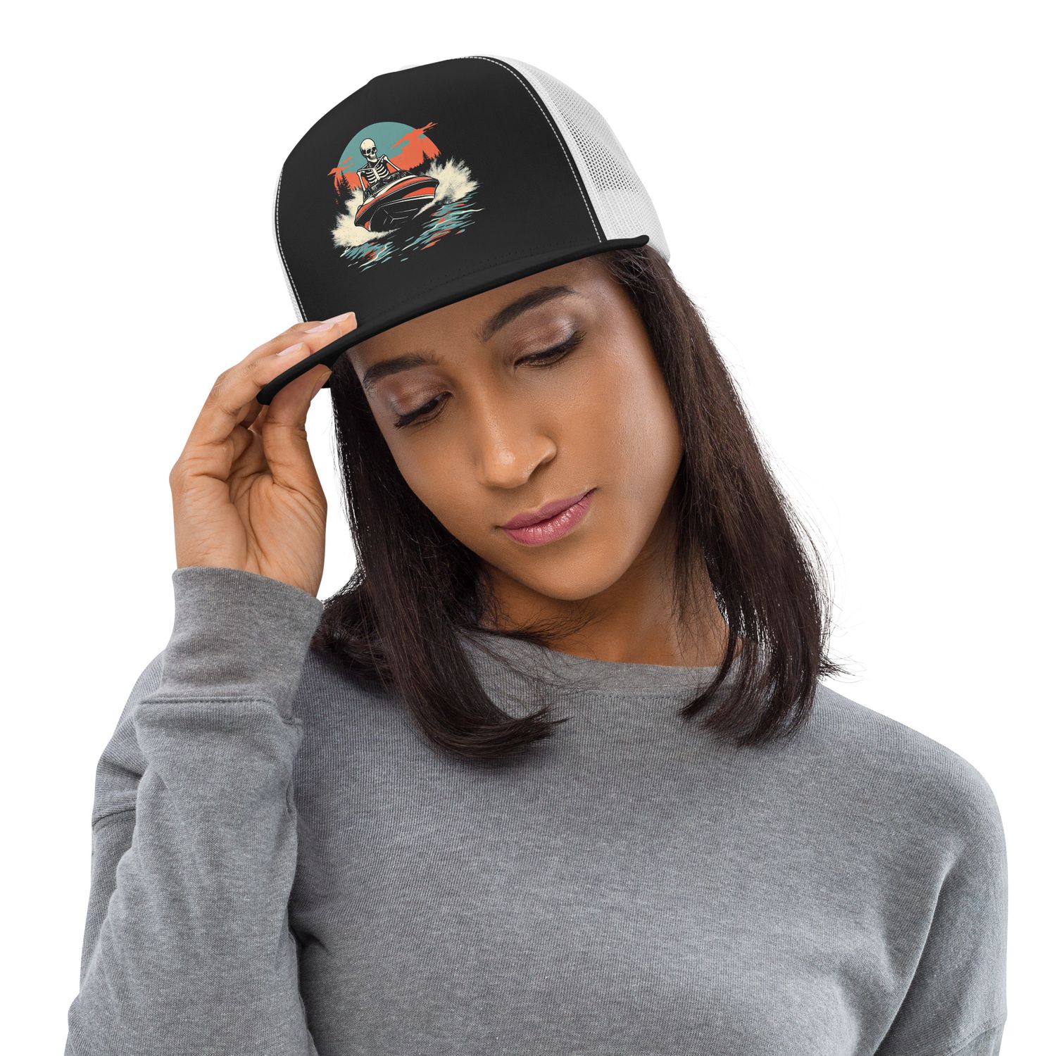 Jet Boat Skully trucker hat