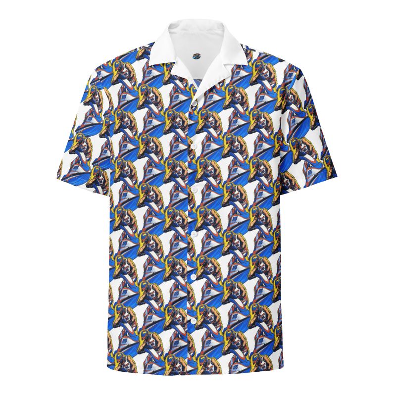 Jet Skiing Racer Pattern Button-Up Shirt