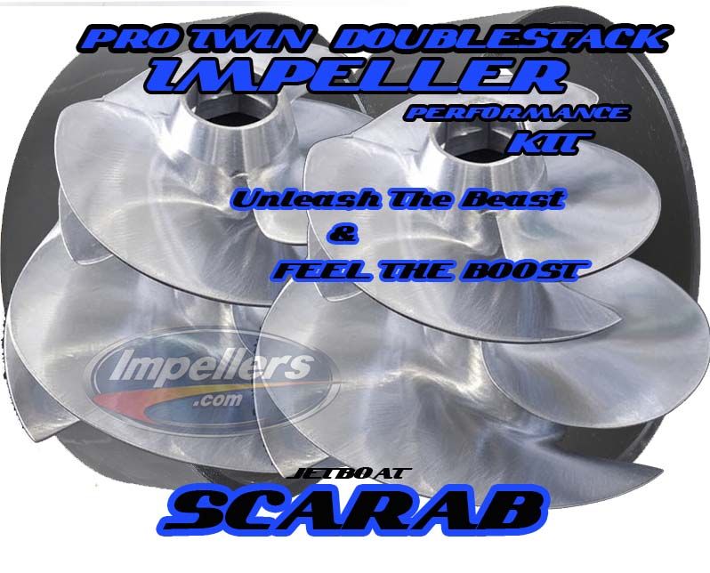 PRO 2x Doublestack Impellers Kit with Wear Rings &amp; Tool Scarab 300HP 600hp Twin Engine Jet Boat
