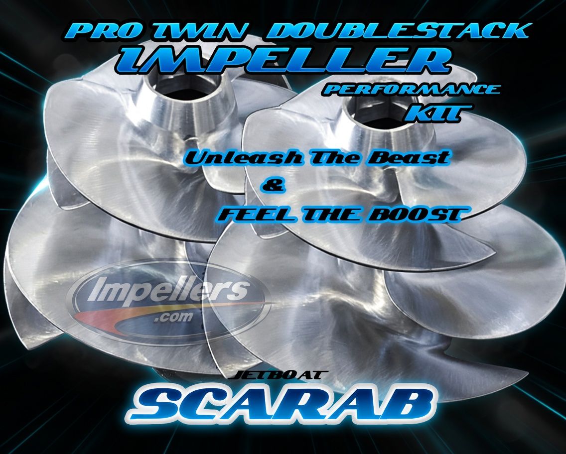 PRO 2x Doublestack Impellers Kit with Wear Rings &amp; Tool Scarab 300HP 600hp Twin Engine Jet Boat