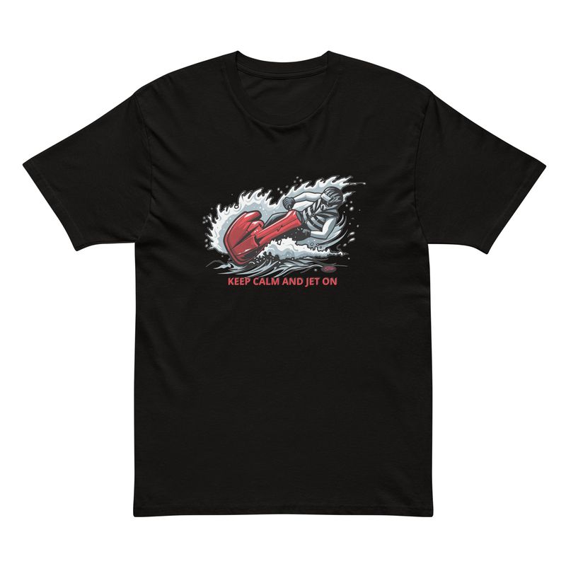 "Keep Calm And Jet On" Black Cotton Heritage MC1082 I Men's Premium Short Sleeve Tee