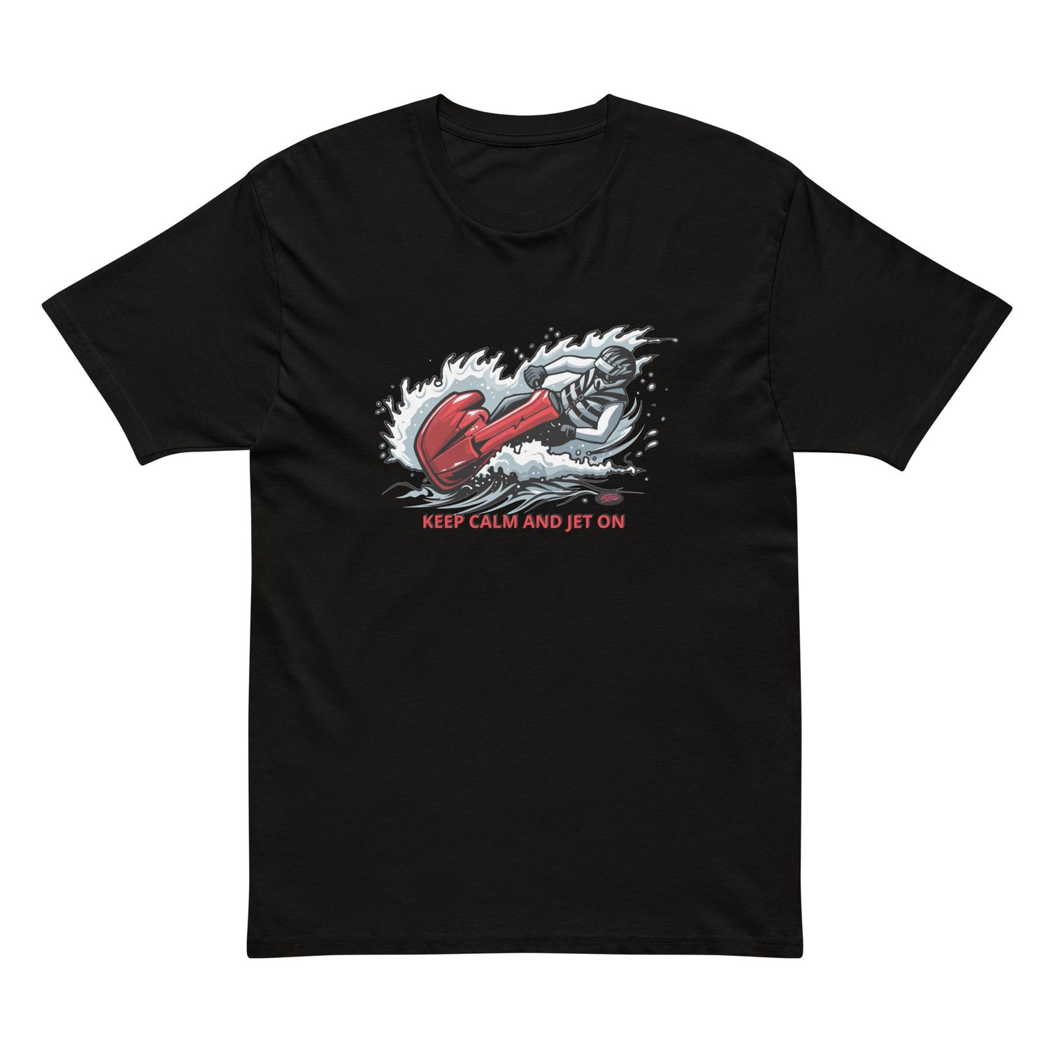 "Keep Calm And Jet On" Black Cotton Heritage MC1082 I Men's Premium Short Sleeve Tee