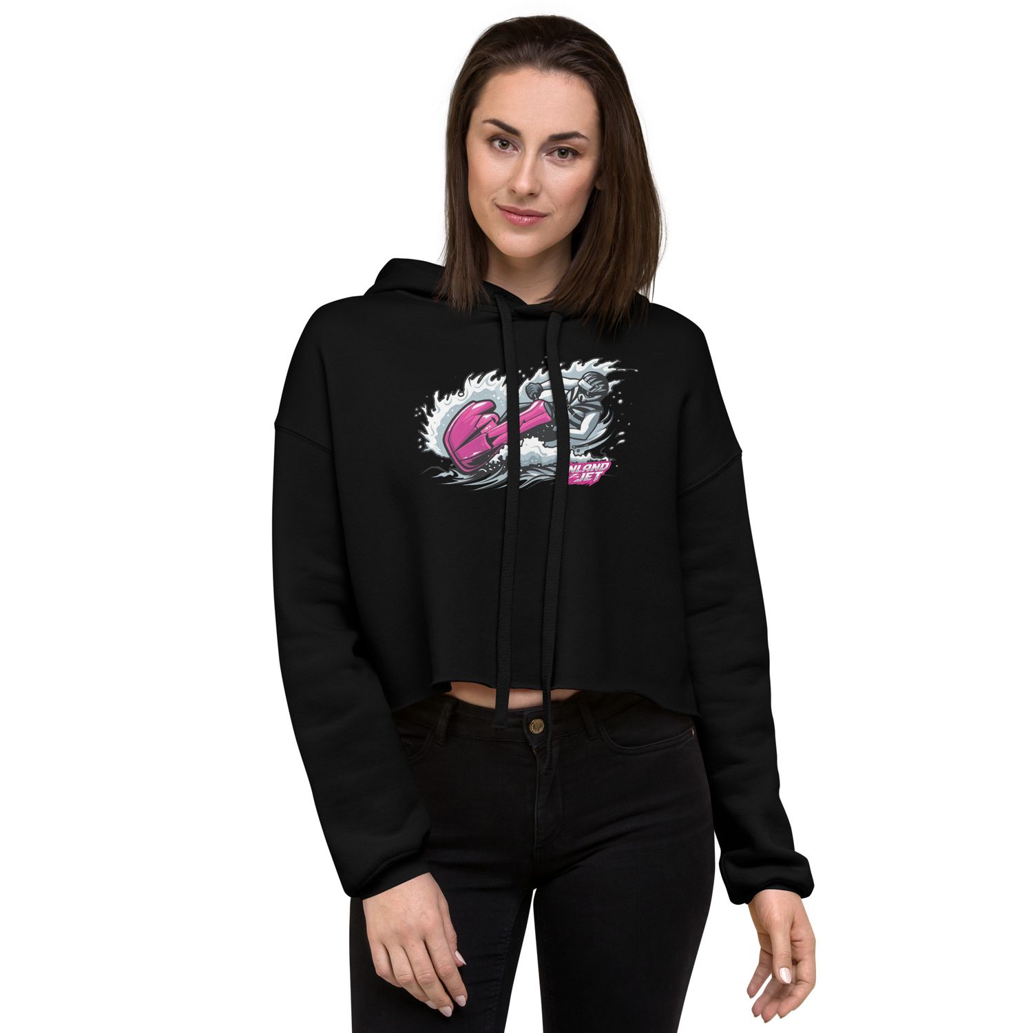 INLAND JET JET ON PINK Crop Hoodie