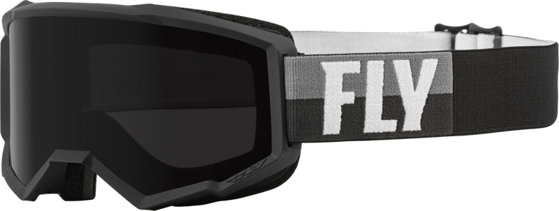 FLY RACING ZONE W/C GOGGLE BLACK/FUSION W/DARK SMOKE HYDROPHOC LENS. Grey &amp; White