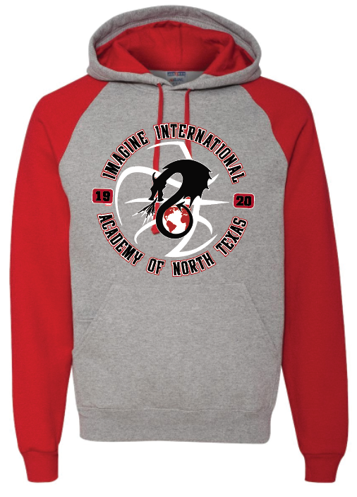 Basketball Circle - Raglan Hoodie, Color: Red