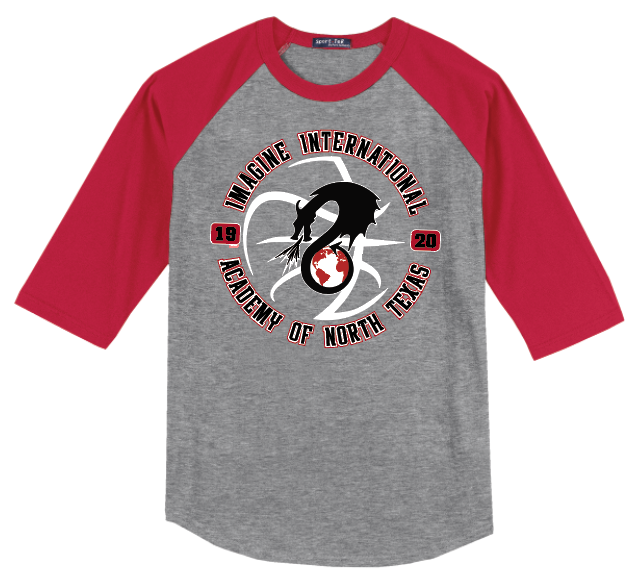 Basketball Circle - Raglan Baseball, Color: Red