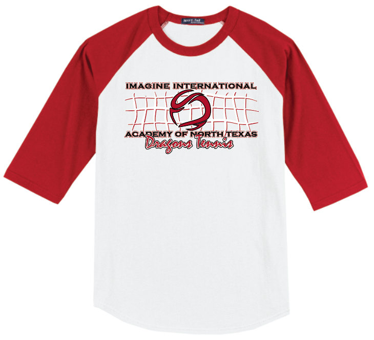 Tennis Net - Raglan Baseball, Color: White / Red