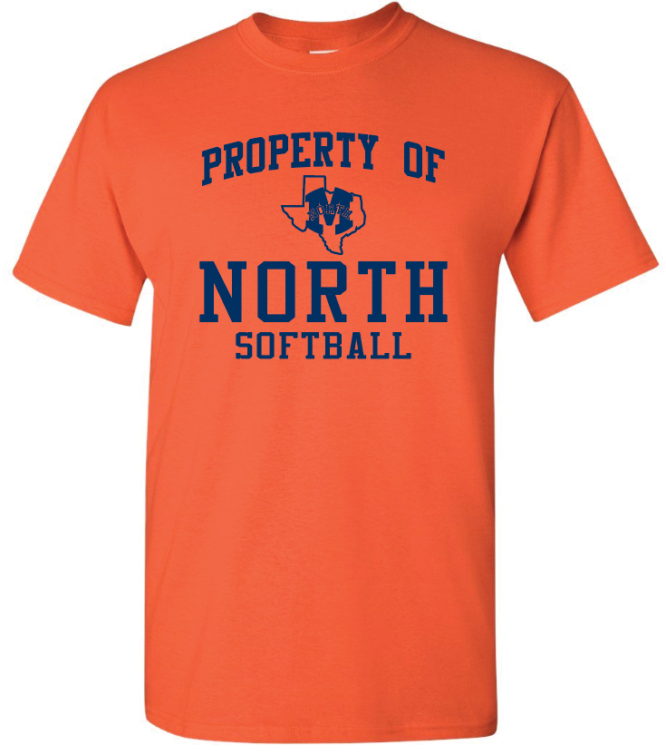 North Softball - Property Of - Short Sleeve, Color: Orange