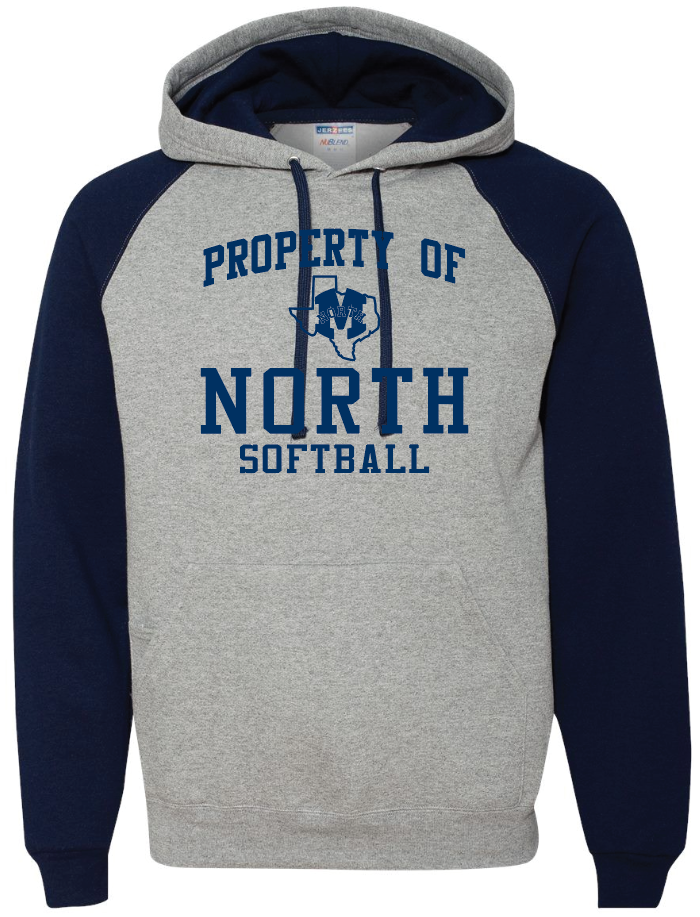 North Softball - Property Of - 2-Tone Raglan Hoodie
