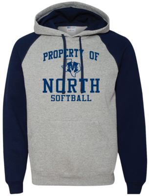 North Softball - Property Of - 2-Tone Raglan Hoodie