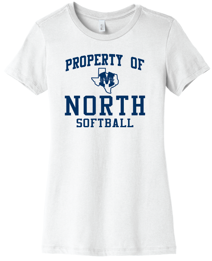 North Softball - Property Of - Bella+Canvas Ladies, Color: White