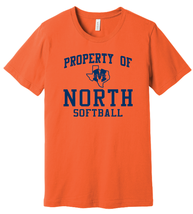 North Softball - Property Of - Bella+Canvas, Color: Orange