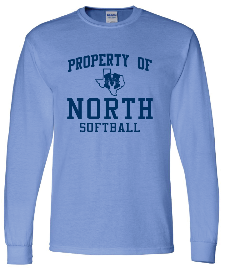 North Softball - Property Of - Long Sleeve, Color: Columbia Blue