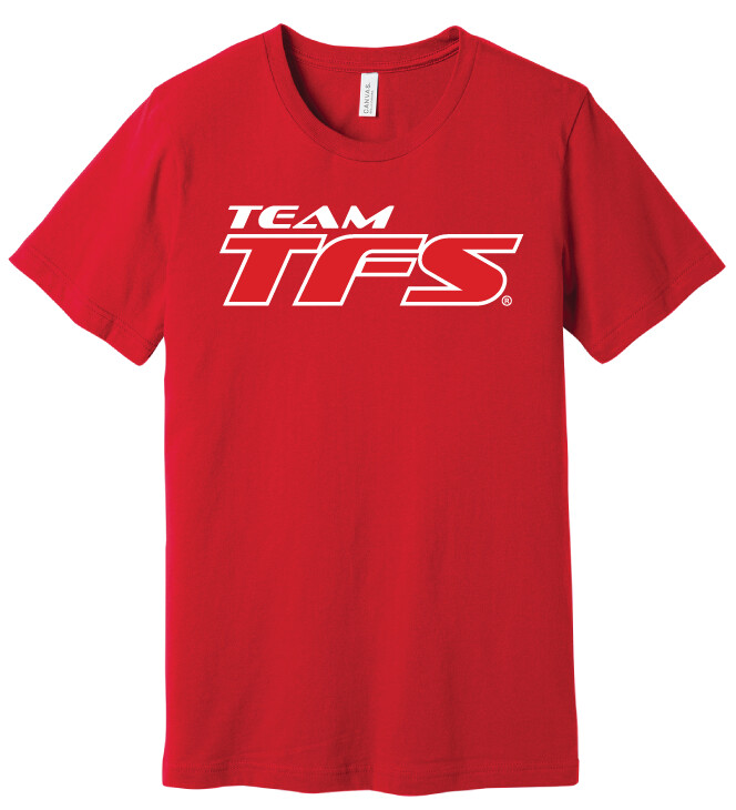 Team TFS - Bella+Canvas, Design Color: Red / White, Design Size: Big Logo, Garment Color: Red