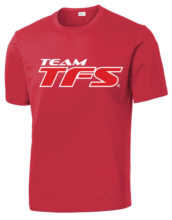 Team TFS - Competitor Dri-Fit SS, Design Color: Red / White, Design Size: Big Logo, Garment Color: Red