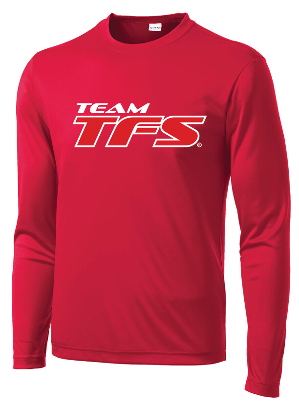 Team TFS - Competitor Dri-Fit LS, Design Color: Red / White, Design Size: Big Logo, Garment Color: Red