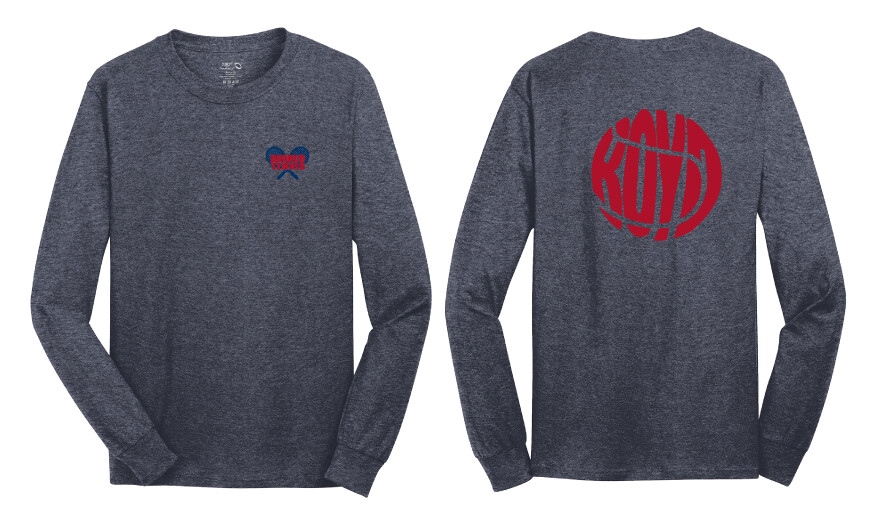 Tennis Crossed Rackets Fan Wear - Long Sleeve, Color: Heather Navy
