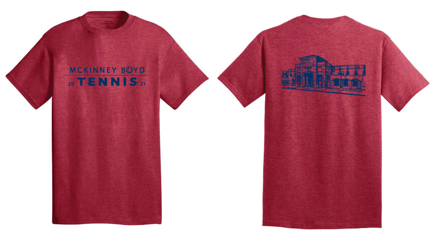 Tennis Simple w/ School Fan Wear - Short Sleeve, Color: Heather Red