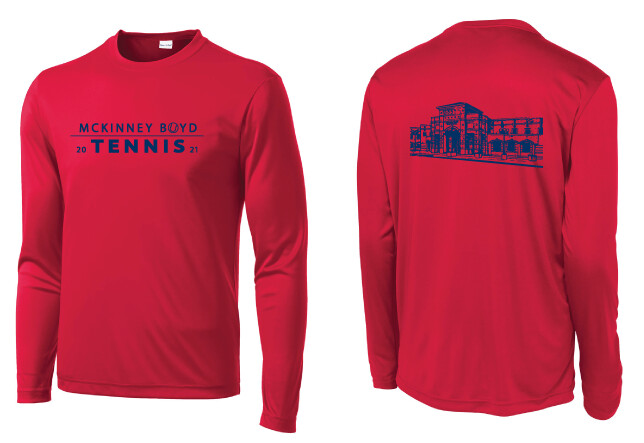Tennis Simple w/ School Fan Wear - Dri-Fit LS, Color: Red
