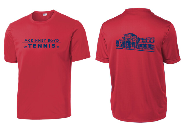 Tennis Simple w/ School Fan Wear - Dri-Fit SS, Color: Red