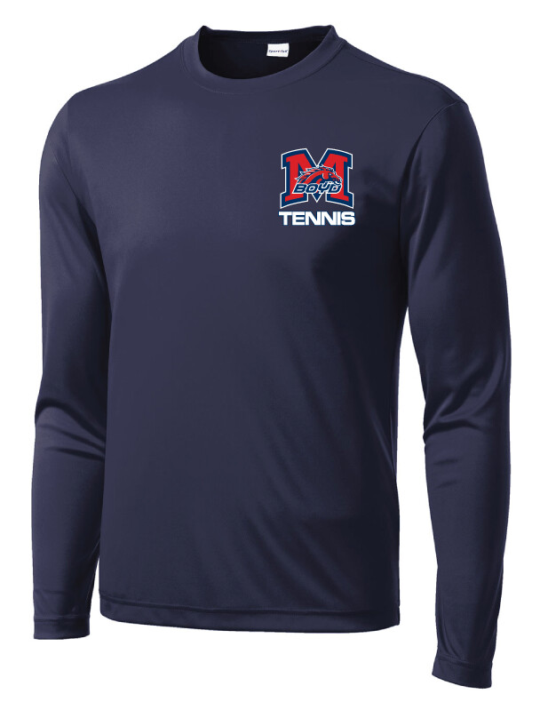 2020-21 Tennis Small Logo Fan Wear - Dri-Fit LS, Color: Navy