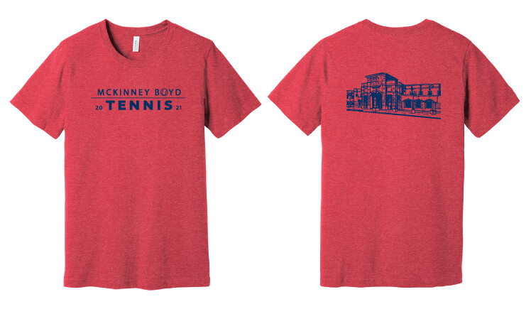 Tennis Simple w/ School Fan Wear - Bella+Canvas Short Sleeve, Color: Heather Red