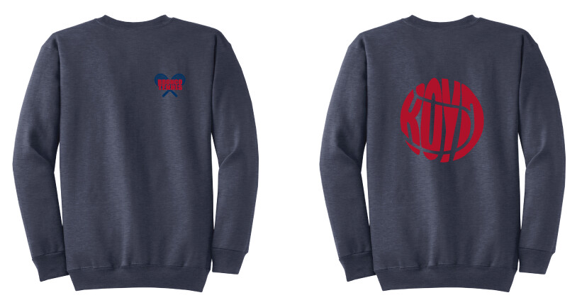 Tennis Crossed Rackets Fan Wear - Crew Sweatshirt, Color: Heather Navy