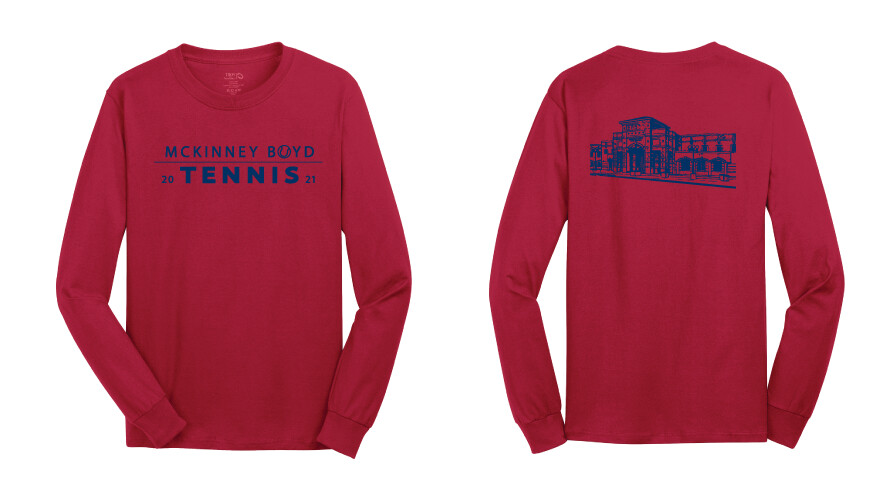Tennis Simple w/ School Fan Wear - Long Sleeve, Color: Red