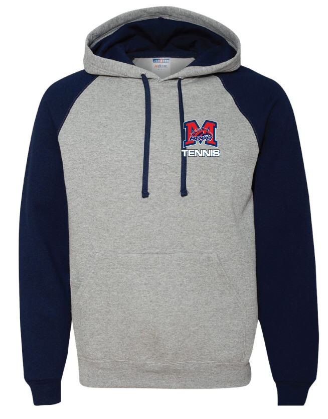 Tennis Small Logo Fan Wear - Raglan Hoodie, Color: Grey / Navy