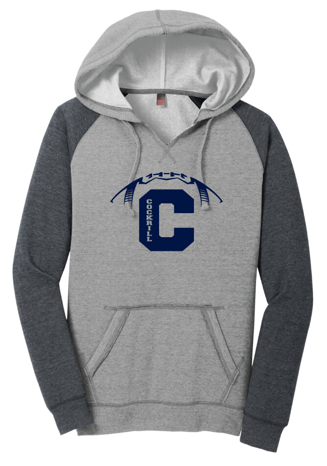 Cockrill Football - Ladies Raglan Hoodie, Color: Heather Grey
