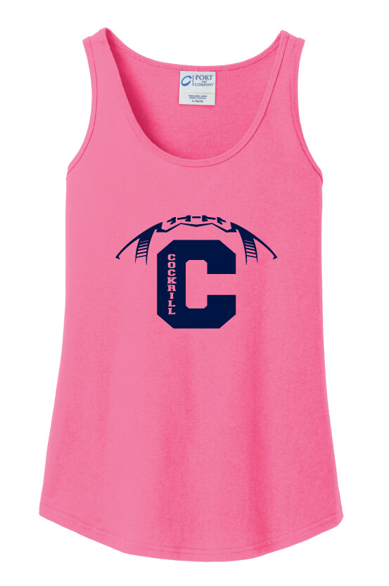 Cockrill Football - Ladies Cotton Tank, Color: Hot Pink