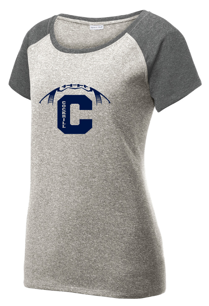 Cockrill Football - Ladies Scoop Neck, Color: Grey / Graphite