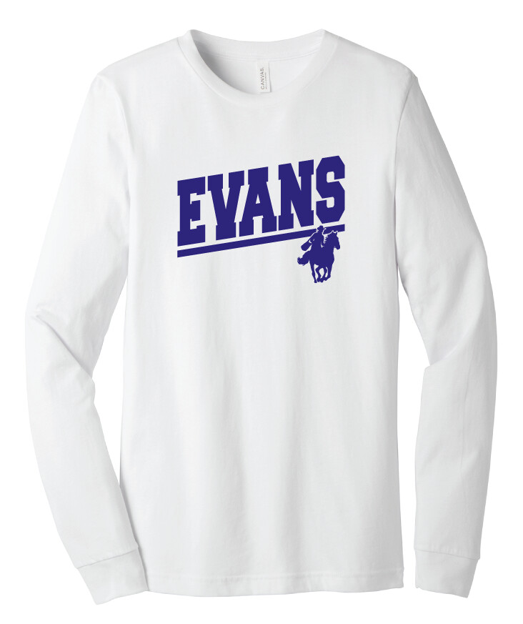2021-22 Spirit Wear - EVANS - Bella+Canvas Long Sleeve, Garment Color: White