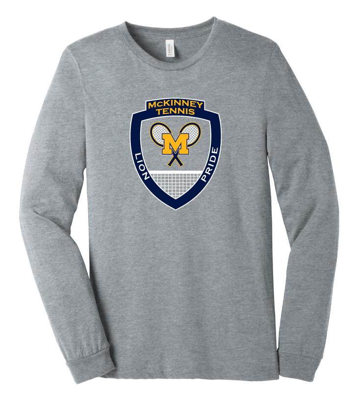 McKinney Tennis - Big Logo - Bella+Canvas Long Sleeve, Garment Color: Athletic Heather