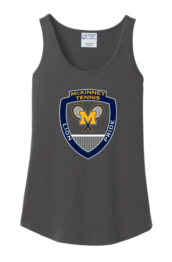 McKinney Tennis - Big Logo - Ladies Cotton Tank, Garment Color: Charcoal