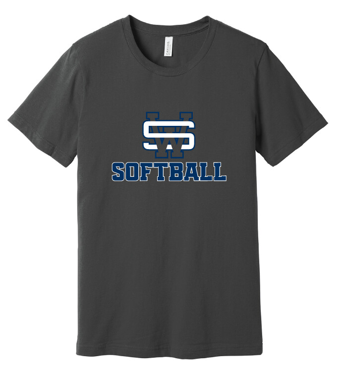 SW Softball - Bella+Canvas Short Sleeve, Color: Charcoal