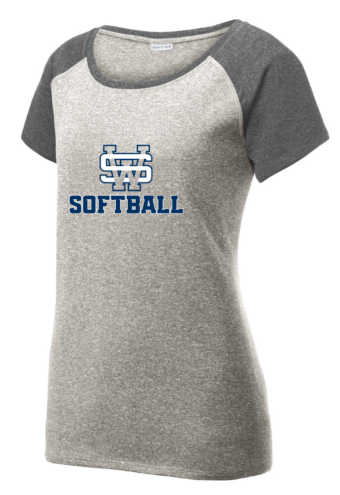SW Softball - Heather Scoop Neck, Color: Grey / Graphite