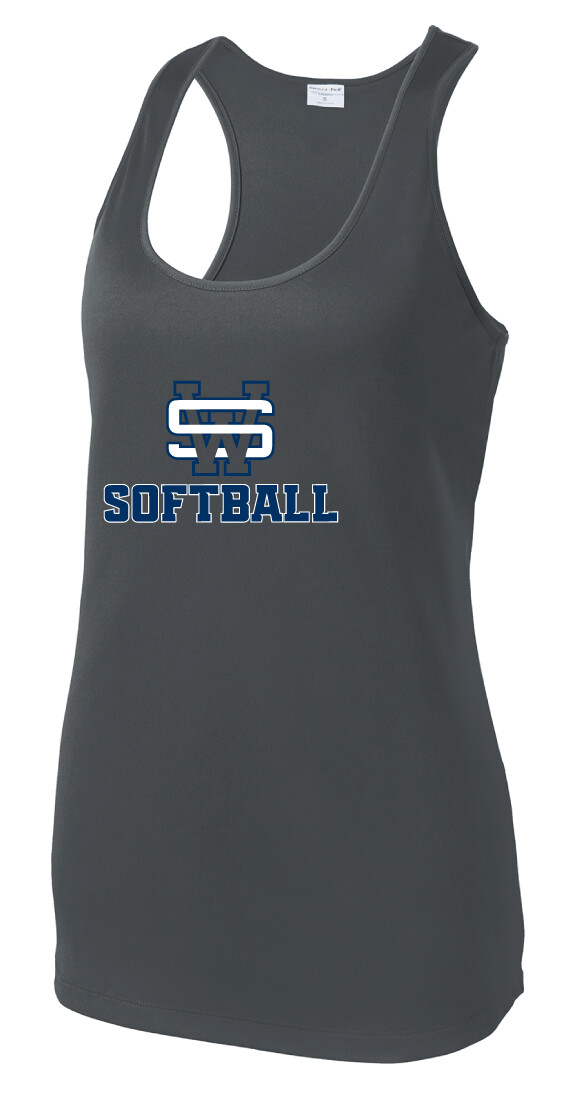 SW Softball - Dri-Fit Racerback Tank, Color: Iron Grey