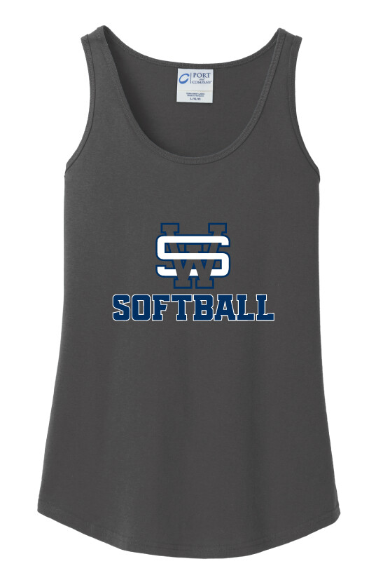 SW Softball - Ladies Cotton Tank, Color: Charcoal