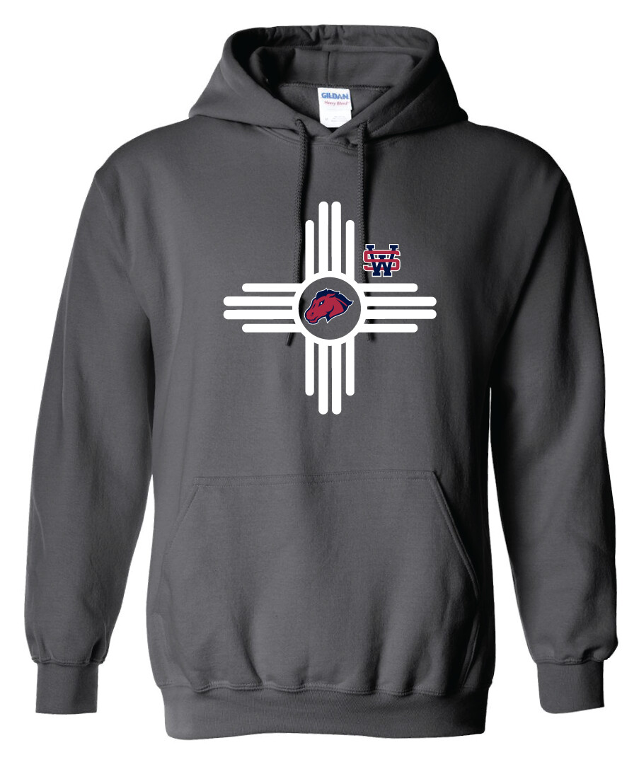 Zia Mustang - Hoodie, Color: Charcoal