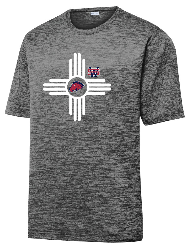 Zia Mustang - Electric Dri-Fit Short Sleeve, Color: Grey / Black