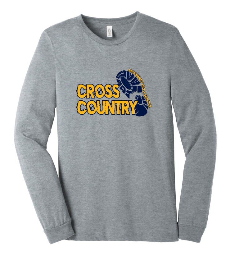 McKinney XC - Footprint - Bella+Canvas Long Sleeve, Garment Color: Athletic Heather
