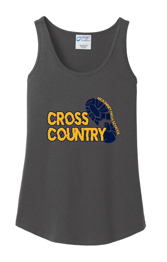 McKinney XC - Footprint - Ladies Cotton Tank, Garment Color: Charcoal