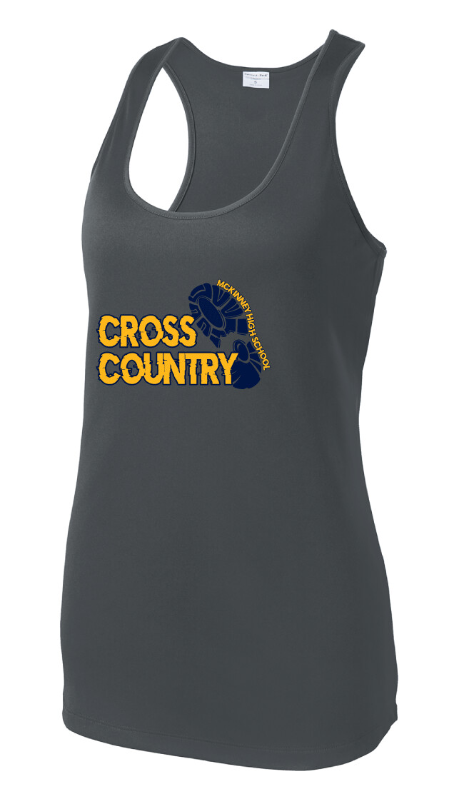 McKinney XC - Footprint - Dri-Fit Racerback Tank, Garment Color: Charcoal
