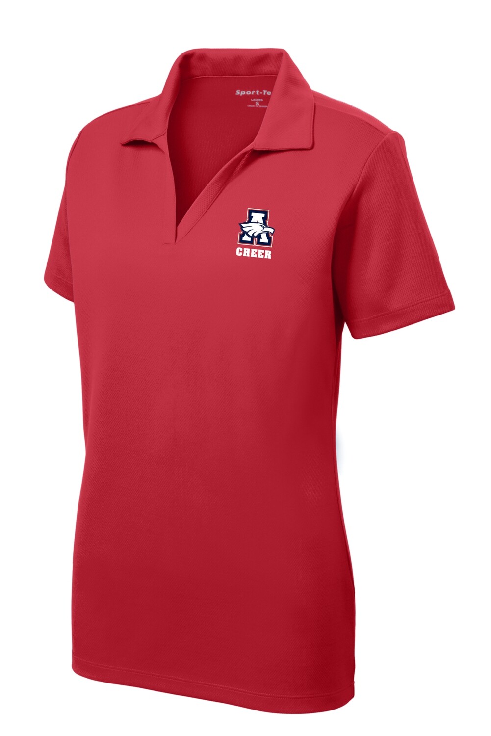 Cheer GEAR - Ladie&#39;s Embroidered Polo, Garment Color: Red