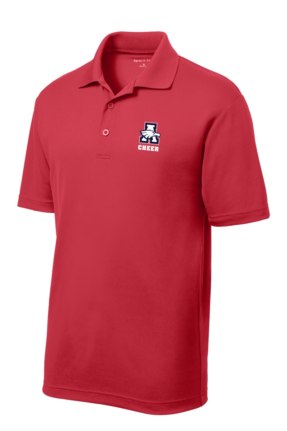 Cheer GEAR - Men&#39;s Embroidered Polo, Garment Color: Red
