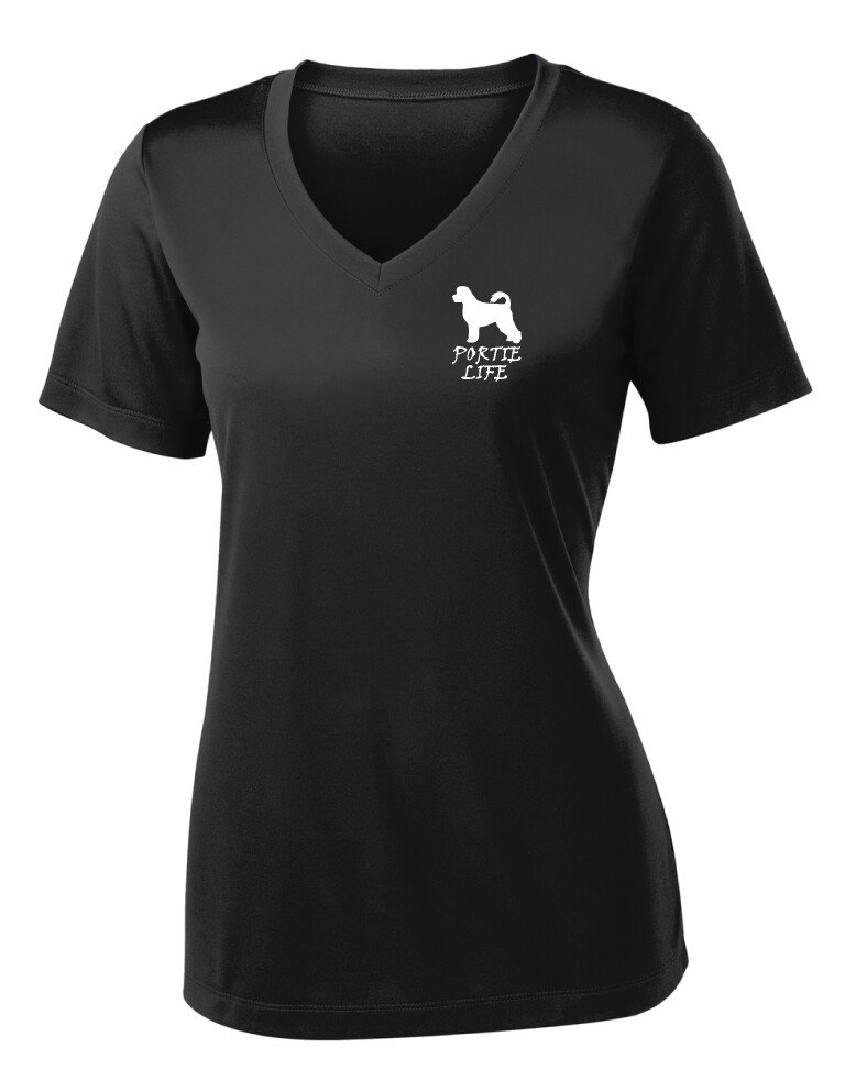 USSPWDC - Portie Life - Ladies Dri-Fit V-Neck, Garment Color: Black